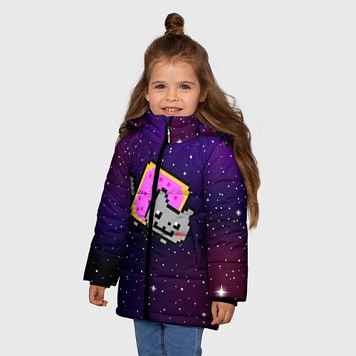 Зимняя куртка для девочки Nyan Cat / 3D-Черный – фото 3