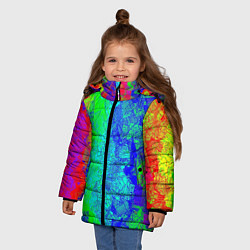 Куртка зимняя для девочки Красочная текстура, цвет: 3D-черный — фото 2