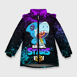 Куртка зимняя для девочки BRAWL STARS LEON SHARK, цвет: 3D-светло-серый