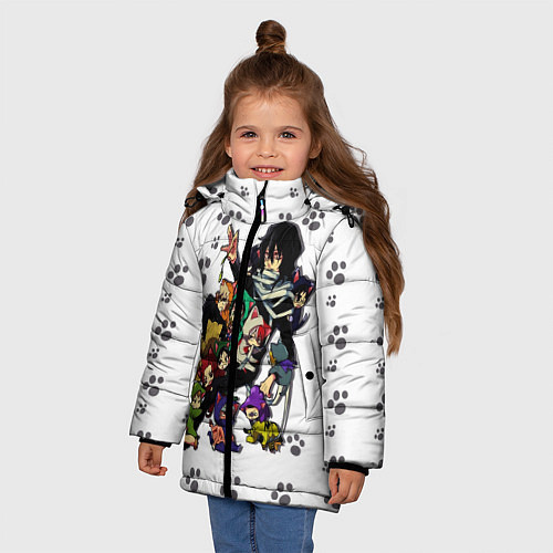 Зимняя куртка для девочки Моя Геройская Академия / 3D-Светло-серый – фото 3