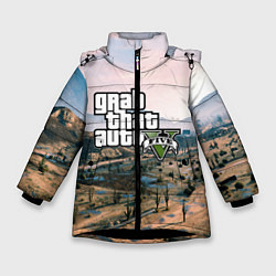 Куртка зимняя для девочки Grand Theft Auto 5, цвет: 3D-черный