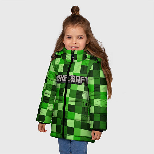 Зимняя куртка для девочки MINECRAFT CREEPER КАПЮШОН / 3D-Черный – фото 3