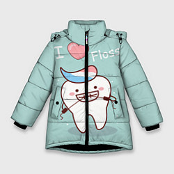 Куртка зимняя для девочки Tooth, цвет: 3D-черный