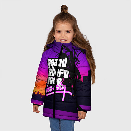 Зимняя куртка для девочки GTA:VICE CITY / 3D-Черный – фото 3