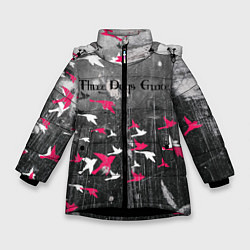 Куртка зимняя для девочки Three Days Grace art, цвет: 3D-черный
