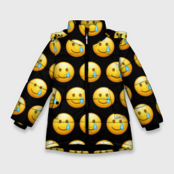 Куртка зимняя для девочки New Emoji, цвет: 3D-черный