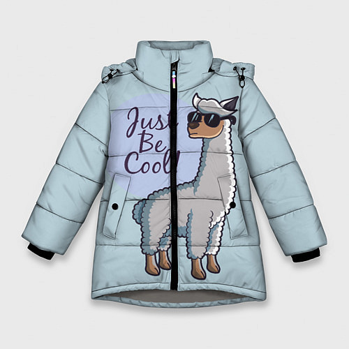 Зимняя куртка для девочки Будь крутым! Лама в очках / 3D-Светло-серый – фото 1