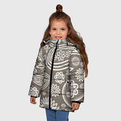 Куртка зимняя для девочки Цветочная роспись, цвет: 3D-черный — фото 2