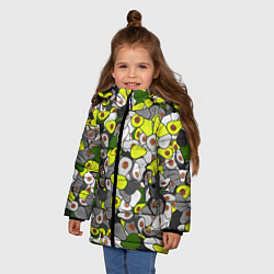 Куртка зимняя для девочки Камуфляж с авокадо, цвет: 3D-черный — фото 2
