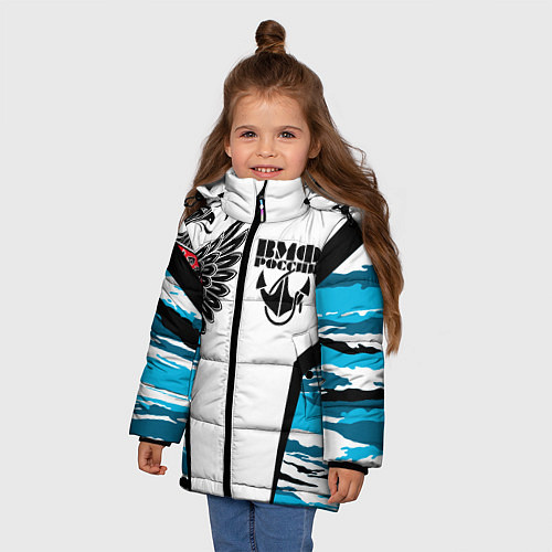 Зимняя куртка для девочки ВМФ России камуфляж / 3D-Черный – фото 3