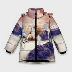 Куртка зимняя для девочки Sea Sunset Horse, цвет: 3D-черный