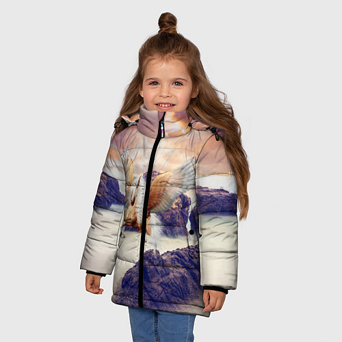 Зимняя куртка для девочки Sea Sunset Horse / 3D-Черный – фото 3
