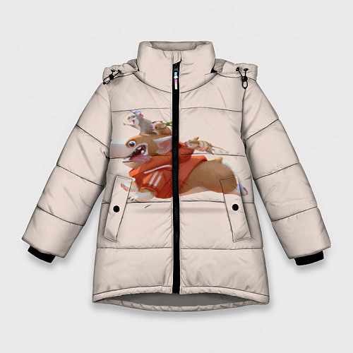 Зимняя куртка для девочки КОРГИ И МЫШАТА / 3D-Светло-серый – фото 1