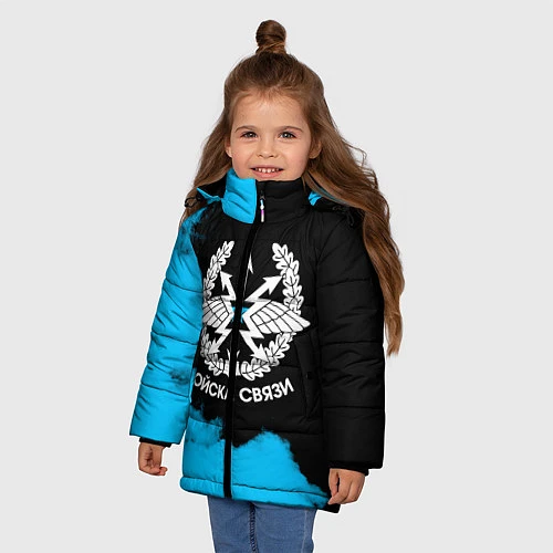 Зимняя куртка для девочки Войска связи / 3D-Черный – фото 3