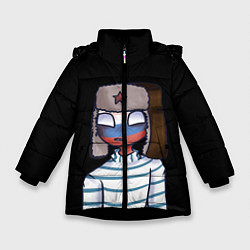 Куртка зимняя для девочки CountryHumans - Россия, цвет: 3D-черный