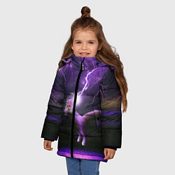 Куртка зимняя для девочки Кот и Молнии, цвет: 3D-черный — фото 2