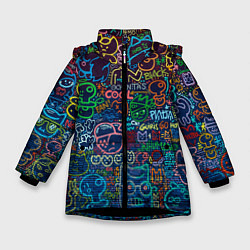 Куртка зимняя для девочки Арт, цвет: 3D-черный