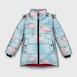 Куртка зимняя для девочки Арт с розовым фламинго, цвет: 3D-красный