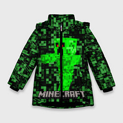 Куртка зимняя для девочки MINECRAFT CREEPER, цвет: 3D-черный