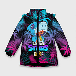 Куртка зимняя для девочки BRAWL STARS LEON SHARK, цвет: 3D-черный