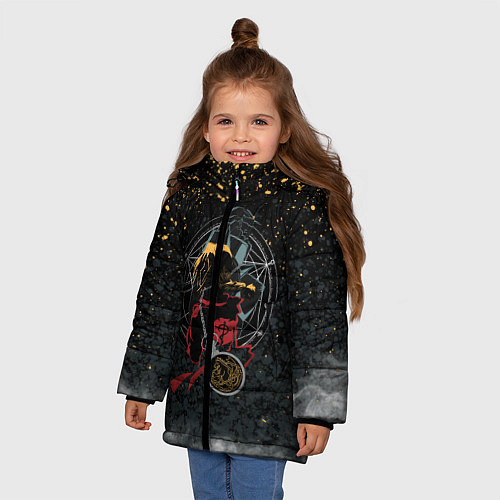 Зимняя куртка для девочки Стальной алхимик / 3D-Черный – фото 3