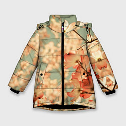 Куртка зимняя для девочки Flowers, цвет: 3D-черный
