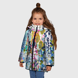 Куртка зимняя для девочки Watercolor Flowers, цвет: 3D-красный — фото 2