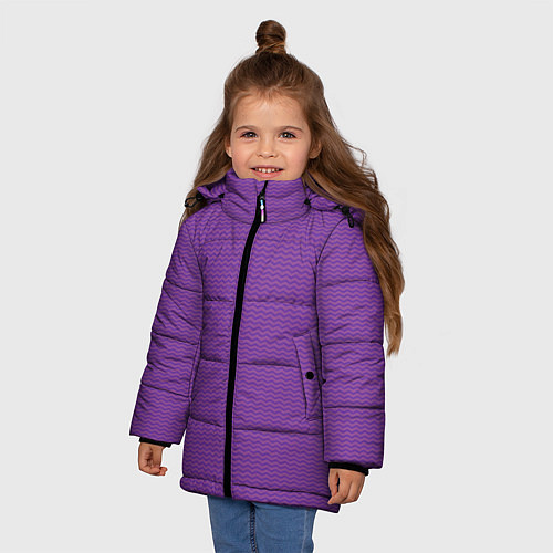 Зимняя куртка для девочки Фиолетовая волна / 3D-Черный – фото 3