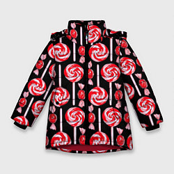 Куртка зимняя для девочки Леденцы, цвет: 3D-красный