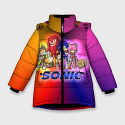 Куртка зимняя для девочки Команда Соника, цвет: 3D-черный