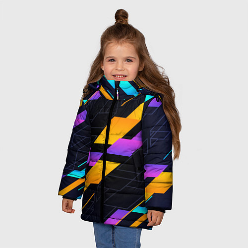 Зимняя куртка для девочки Modern Geometry / 3D-Черный – фото 3
