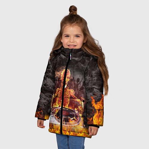 Зимняя куртка для девочки Вечеринка у скелетов / 3D-Черный – фото 3