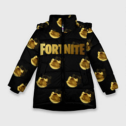 Куртка зимняя для девочки Fortnite gold, цвет: 3D-черный