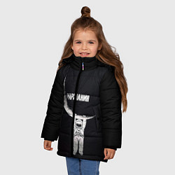 Куртка зимняя для девочки Человек на луне, цвет: 3D-черный — фото 2