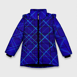 Зимняя куртка для девочки Сине-черная геометрия 3D