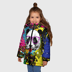 Куртка зимняя для девочки Панда хипстер в брызгах краски, цвет: 3D-красный — фото 2