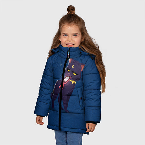 Зимняя куртка для девочки КИСА С ТЕЛЕФОНОМ / 3D-Черный – фото 3