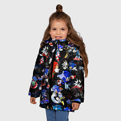 Куртка зимняя для девочки Sonic паттерн, цвет: 3D-черный — фото 2
