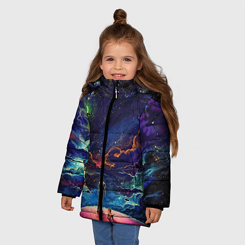 Зимняя куртка для девочки Космос / 3D-Черный – фото 3