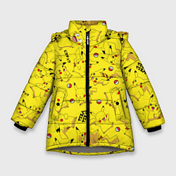 Куртка зимняя для девочки ПИКАЧУ, цвет: 3D-светло-серый
