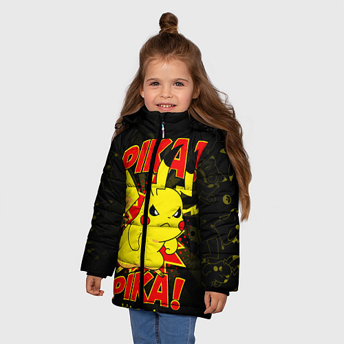 Зимняя куртка для девочки ПИКАЧУ / 3D-Черный – фото 3