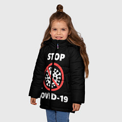 Куртка зимняя для девочки STOP COVID-19, цвет: 3D-красный — фото 2