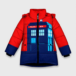 Куртка зимняя для девочки IN TARDIS WE TRUST, цвет: 3D-черный