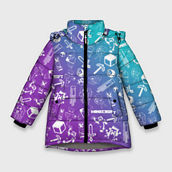 Куртка зимняя для девочки Minecraft pattern, цвет: 3D-светло-серый
