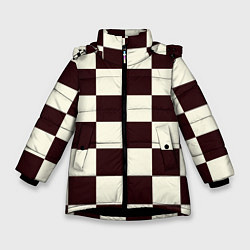 Куртка зимняя для девочки Шахматка, цвет: 3D-черный