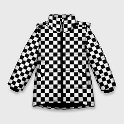 Куртка зимняя для девочки Шахматка мелкая, цвет: 3D-черный