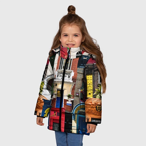Зимняя куртка для девочки London doors цифровой коллаж / 3D-Черный – фото 3