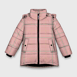Куртка зимняя для девочки Шотландка Розовая, цвет: 3D-черный