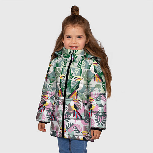 Зимняя куртка для девочки Туканы / 3D-Черный – фото 3