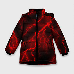 Куртка зимняя для девочки МОЛНИЯ RED NEON, цвет: 3D-черный